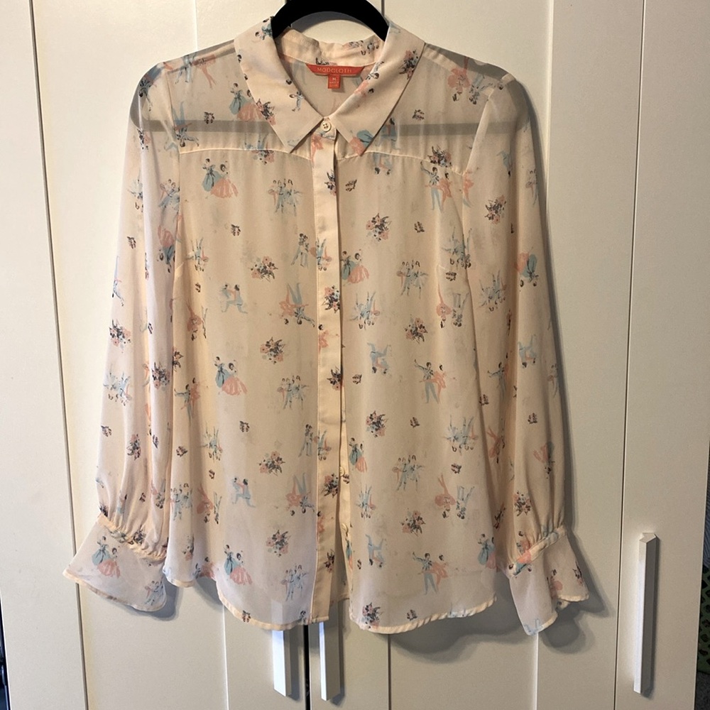 ModCloth NWOT sheer button down ballerina blouse